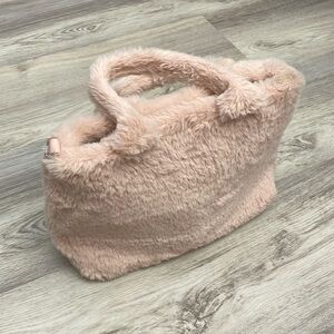 Kendall & Kylie Light Pink Faux Fur Double Strap Shoulder Bag Approx 10" X 7"